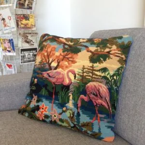 Coussin caneva flamants
