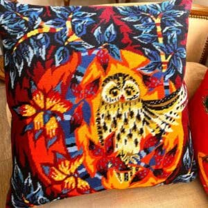 coussin hibou en caneva vintage, la cuc factory, ccuron