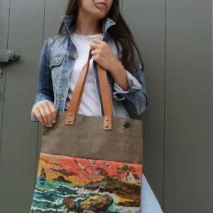 Sac cabas canevas vintage